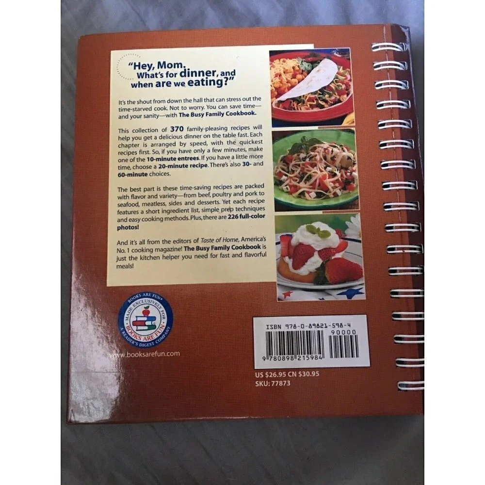 Taste of Home The Busy Family Cookbook Spiral Recipes Weeknight Dinners Photos
